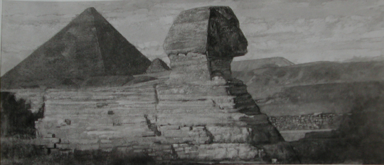 Paul JOUVE (1878-1973) - The sphinx and pyramid in Giseh, 1934